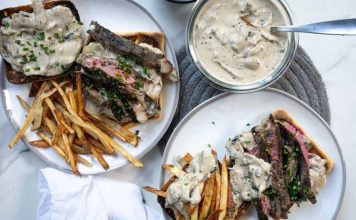 Creamy Mushroom Steak Frites Sandwich