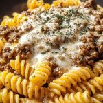 one pot beef and cheddar ranch pasta