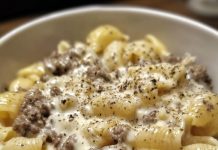 one pot beef and cheddar ranch pasta
