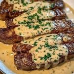 Juicy Steak with Creamy Garlic Sauce
