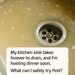 My kitchen sink takes forever to drain, and I’m hosting dinner soon — what can I safely try first?