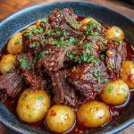 slow cooker garlic butter beef with potatoes