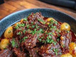 slow cooker garlic butter beef with potatoes