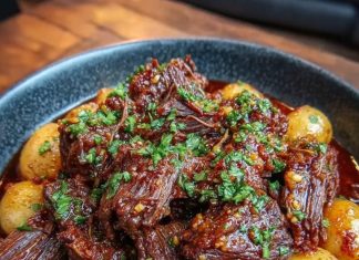 slow cooker garlic butter beef with potatoes