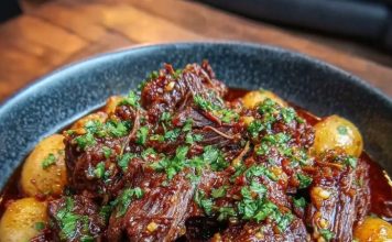 slow cooker garlic butter beef with potatoes