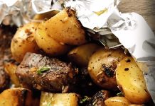 garlic steak and potato foil packs