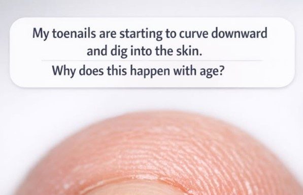 My toenails are starting to curve downward and dig into the skin. Why does this happen with age?