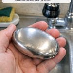 Saw this at an estate sale by the kitchen sink. It looks like a bar of soap but it’s made of solid metal and has no smell.