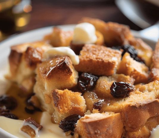 Old‑Fashioned Bread Pudding with Vanilla Sauce — Classic Comfort in Every Bite