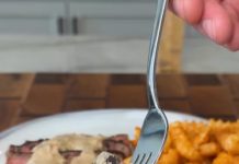 Steak with Bourbon Peppercorn Cream Sauce