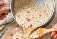 creamy chicken is lovely over buttered egg noodles, mashed potatoes, or steamed rice to soak up all that sauce