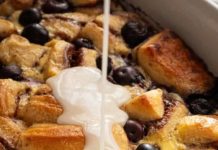 Blueberry Cinnamon Roll Casserole