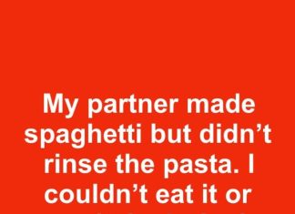 My partner made spaghetti but didn’t rinse the pasta. I couldn’t eat it or serve it. Isn’t rinsing pasta a must?