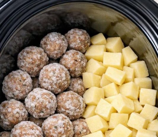 Slow Cooker Meatball and Potato Stew