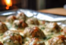 Chicken Ricotta Meatballs with Spinach Alfredo Sauce