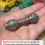 Dug this out of a bin of old toys at a garage sale. It’s heavy metal, looks like a jack but much bigger and ornate. No moving parts.