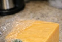 I just got home from the store and opened this expensive block of cheddar to make dinner. There is a small spot of green fuzz on the corner, but the rest of the block looks completely fine. Do I just