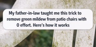 My father-in-law taught me this trick to remove green mildew from patio chairs with 0 effort. Here’s how it works