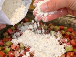 Easy Rhubarb Crunch Dessert with White Cake Mix (Simple Old-Fashioned Comfort Recipe)