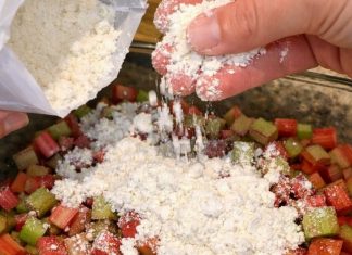 Easy Rhubarb Crunch Dessert with White Cake Mix (Simple Old-Fashioned Comfort Recipe)
