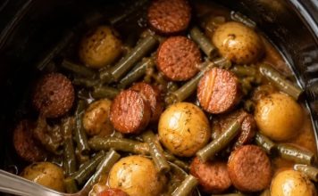 Crockpot Smokies with Beans and Potatoes