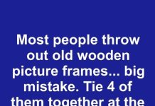 Most people throw out old wooden picture frames… big mistake. Tie 4 of them together at the corners and it actually works.
