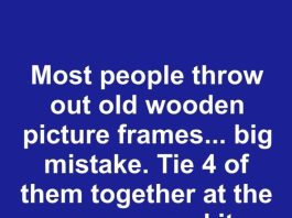 Most people throw out old wooden picture frames… big mistake. Tie 4 of them together at the corners and it actually works.