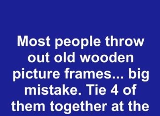 Most people throw out old wooden picture frames… big mistake. Tie 4 of them together at the corners and it actually works.