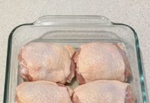 Pour bone-in thighs in the baking dish with 4 simple ingredients and give Mom a dinner she’ll remember long after the flowers wilt