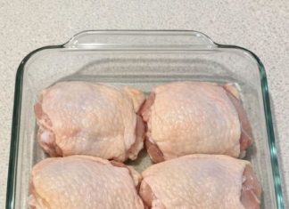 Pour bone-in thighs in the baking dish with 4 simple ingredients and give Mom a dinner she’ll remember long after the flowers wilt