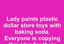 Lady paints plastic dollar store toys with baking soda. Everyone is copying this idea for their front porch.