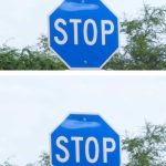 We saw a blue stop sign yesterday. Our neighbor said it means something different—any idea what that is?