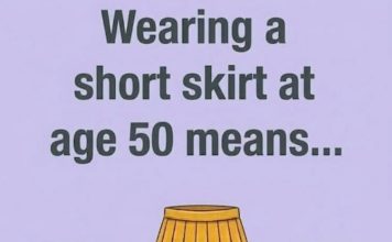 Wearing a short skirt at age 50 means…