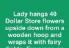 Lady Hangs 40 Dollar Store Flowers Upside Down From a Wooden Hoop and Wraps It With Fairy Lights. Everyone on My Street Is Copying This Porch Idea