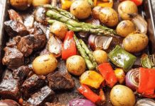 Balsamic Glazed Steak Tips and Veggies Sheet Pan