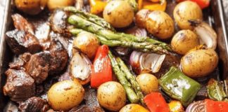Balsamic Glazed Steak Tips and Veggies Sheet Pan