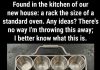 “Found in the kitchen of a new house: a rack the size of a standard oven. Any ideas?”