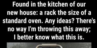 “Found in the kitchen of a new house: a rack the size of a standard oven. Any ideas?”