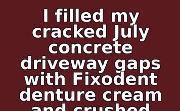I Filled My Cracked July Concrete Driveway Gaps with Fixodent Denture Cream and Crushed Flintstones Vitamins Every Morning for 14 Days. This Is What Happened