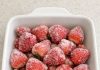 Dump a whole bag of frozen raw strawberries in the baking dish with 4 other ingredients and get a dessert so incredible your family will be fighting over the last scoop