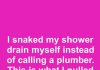 I snaked my shower drain myself instead of calling a plumber. This is what I pulled out
