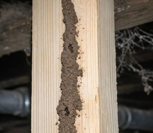 I Found These Weird Dirt Tunnels Running Up the Support Beams in My Basement. I Poked One and It Crumbled, but It Looks Like They Go All the Way to the Subfloor. Is This Serious?
