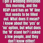 What Does the M Mean on an RSVP Card?