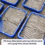 Fill Cheap Ribbed Plastic Paint Trays With Wet Cement and 2 Garage Items, and You Absolutely Will Not Believe What This Turns Into