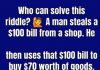Solve the Riddle: A Man Steals 100$ From a Shop