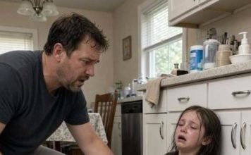 My 9-year-old daughter called from home and whispered…