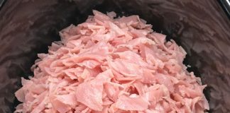 Toss a pile of shaved deli ham in the slow cooker with 3 other ingredients and get a meal so delicious your family will be begging for more.