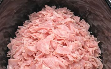 Toss a pile of shaved deli ham in the slow cooker with 3 other ingredients and get a meal so delicious your family will be begging for more.