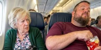 A man spread his legs into my airplane seat for hours, refusing to give me any space. But when he came back from the restroom, he stared at his seat and screamed, “What the hell did you do?!”