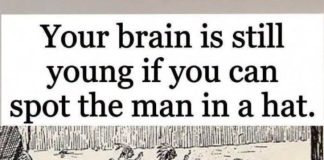 Your brain is still young if you can spot the man in a hat.